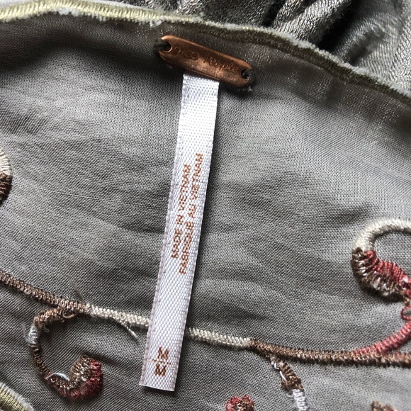 Free People Square Neck Floral Embroidered Boho Blouse - Picture 7 of 10